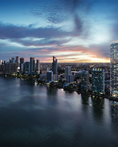 Edgewater skyline at dusk